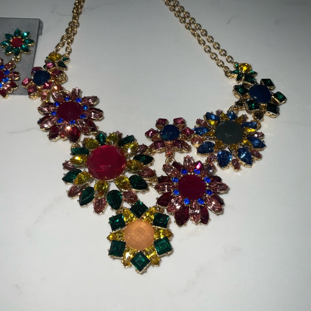 Talbots Multicolor Statement Necklace, Earrings, … - image 3